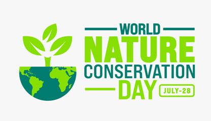 28 July is World Nature Conservation Day background template. Holiday concept. Use a background, banner, placard, card, and poster design template with text inscription and standard color. vector