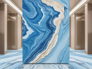 A mesmerizing light blue marble seamless texture in high resolution, situated in a luxurious interior setting, viewed from a countertop perspective.