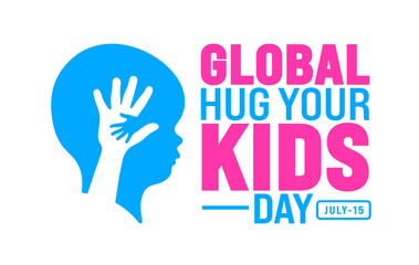 Global Hug Your Kids Day background template. Holiday concept. Use a background, banner, placard, card, and poster design template with text inscription and standard color. vector illustration.