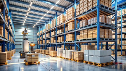 Storage of boxes inside an automated industrial area.