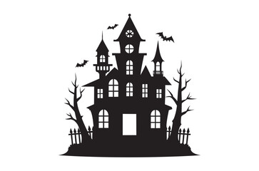 Halloween house vector illustration, silhouettes of haunted house, Halloween house silhouette