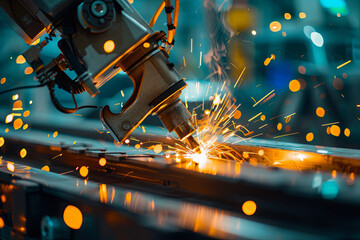 Welding arm at work on the automobile production line