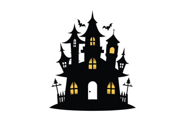Halloween house vector illustration, silhouettes of haunted house, Halloween house silhouette