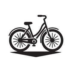 Fototapeta premium Silhouette of Bicycle Icon Isolated in White