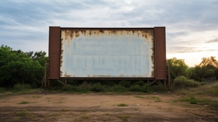 Obraz premium Neglected drive-in theater screen in decay.