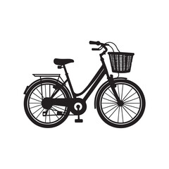 Silhouette of Bicycle Icon Isolated in White