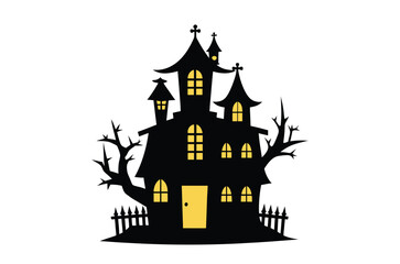 Halloween house vector illustration, silhouettes of haunted house, Halloween house silhouette