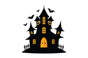 Halloween house vector illustration, silhouettes of haunted house, Halloween house silhouette