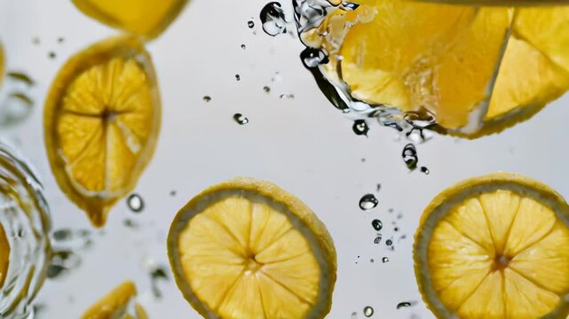 Lemon slice in water, close-up