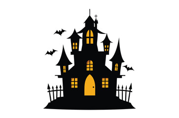 Halloween house vector illustration, silhouettes of haunted house, Halloween house silhouette
