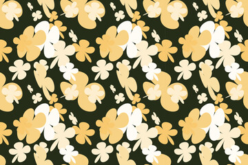 Natural Drawing Flower Seamless Pattern Vintage 70s Style Flower Background Illustration. Colorful Pastel Color Groovy Artwork Bundle, Y2k Nature Backgrounds With Spring Plants.