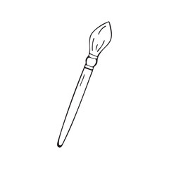 An illustration in the style of doodles with an image of a paint brush on a white background.
