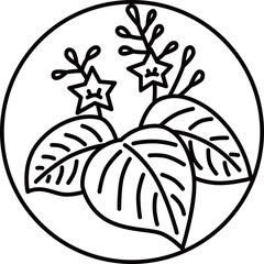 線画円形シンプル花札　師走　桐　12月　桐のカス