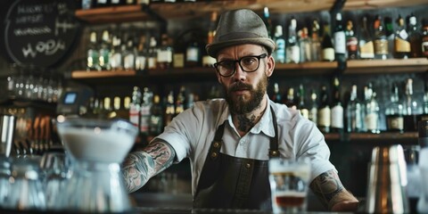 Fototapeta premium A barman with a beard