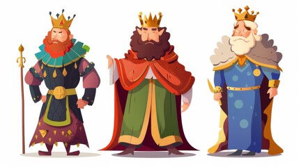 Naklejka premium Illustration of three cartoon kings