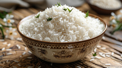 bowl of rice and chopsticks