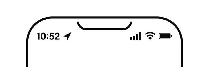 Status bar screen display. Time, GPS, communication,signal, battery, wifi