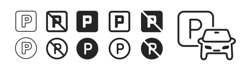 Obraz premium Parking signs. Set of car parking. Vector illustration