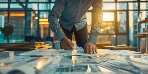A man is drawing on a table with a pencil