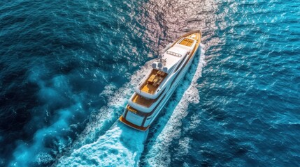 Luxurious Yacht Cruising Along the Azure Coastline at Sunset