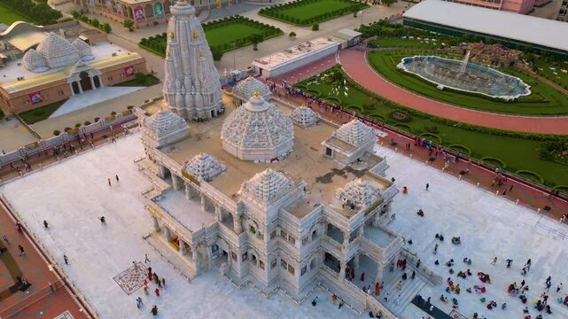 Prem Mandir Aerial View, Founded by Jagadguru Shri Kripalu Ji Maharaj in Vrindavan - Prem Mandir is the Temple of Divine Love.