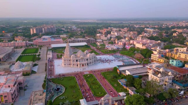 Prem Mandir Aerial View, Founded by Jagadguru Shri Kripalu Ji Maharaj in Vrindavan - Prem Mandir is the Temple of Divine Love.