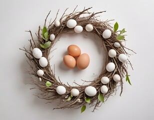 Easter Egg Wreath with Brown Eggs in Center