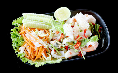 Mixed salad on black background