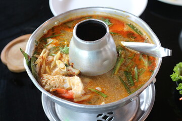 Shrimp tom yum in bowl