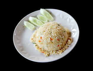 Crab fried rice on a black background