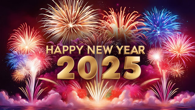 festive wallpaper featuring a Happy New Year 2025 design.