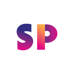 Initial Letter SP Logo Lowercase, magenta and orange, Modern and Simple Logo Design