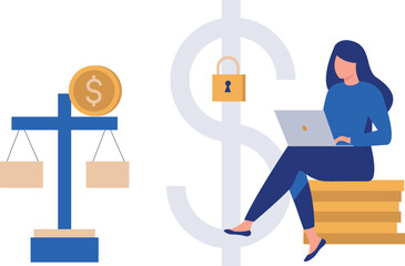 A girl is working on a laptop.