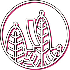 カラーシャドウの円形ミニ花札　睦月　松　赤短　1月　松に赤短