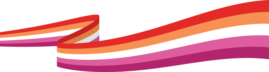 Orange, white, and pink colored curved line icon, as the colors of the lesbian flag. LGBTQI concept. Flat design illustration.