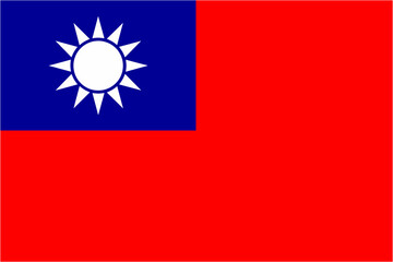 Taiwan official flag vector with standard size and proportion. National flag emblem with accurate size and colors.
