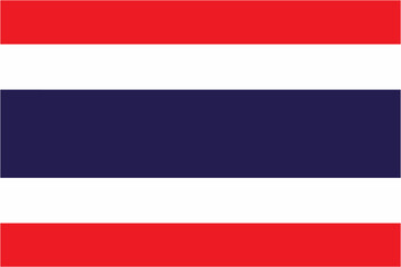 Thailand official flag vector with standard size and proportion. National flag emblem with accurate size and colors.