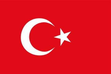 Turkey official flag vector with standard size and proportion. National flag emblem with accurate size and colors.