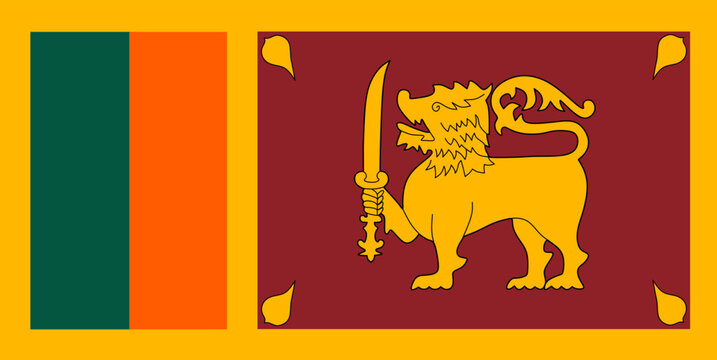 Sri Lanka official flag vector with standard size and proportion. National flag emblem with accurate size and colors.