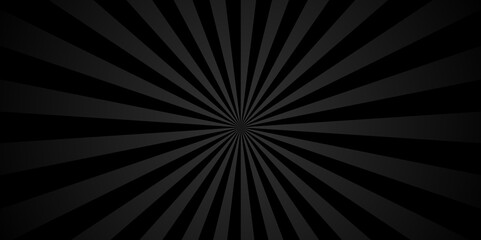 Vector Abstract black and gray sun rays sunburst backdrop background. seamless retro vintage burst sunrise sunbeam element spiral striped illustration sunray template wallpaper design.
