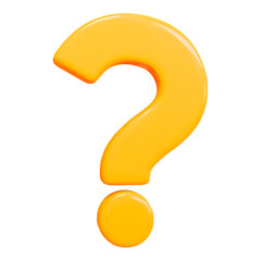 3d yellow question mark. Faq problem solution symbol. Vector illustration on isolated background.