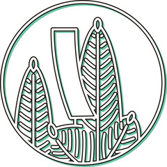 カラーシャドウの円形シンプル花札　睦月　松　赤短　1月　松に赤短