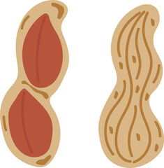 Set of abstract vector illustrations of peanuts. A simple ground nut. Collection design for interior, cards, posters, banners, flyers, wallpapers for social networks