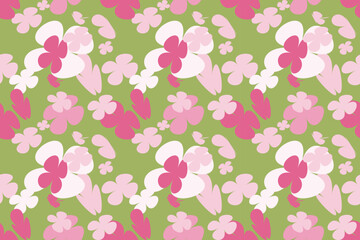 Seamless Abstract Floral Wallpaper Pattern Vintage 70s Style Flower Background Illustration. Colorful Pastel Color Groovy Artwork Bundle, Y2k Nature Backgrounds With Spring Plants.