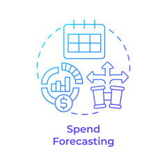 Spend forecasting blue gradient concept icon. Business data analysis. Financial planning. Round shape line illustration. Abstract idea. Graphic design. Easy to use in infographic, presentation