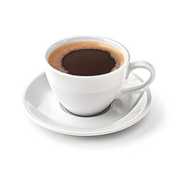 Obraz premium White cup of coffee on a white table