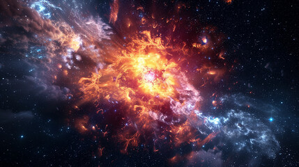 Naklejka premium Nebula in space, supernova explosion