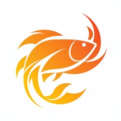 Abstract Orange Fish Logo Design