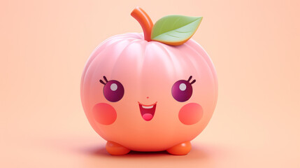 Fototapeta premium Create adorable clay nectarine icons in muted pastel colors using Blender software on a matte background with subtle gradients kawaii vibes