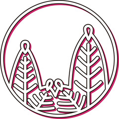 カラーシャドウの円形ミニ花札　睦月　松　1月　松のカス